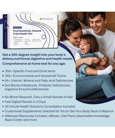 AFIL Premium | 1000+ Items Tested | Food Sensitivity Home Test for Adults & Kids | Foods Drinks Toxins Vitamins Minerals Fatty Acids Gut Biome Candida Digestive Health | Fast Results - Buy Online on GoSupps.com