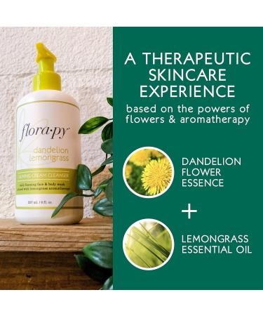 Florapy Beauty Calming Cream Cleanser | Dandelion Lemongrass Aromatherapy | Gentle Makeup Remover | Clean Beauty Skincare - Buy Online on GoSupps.com