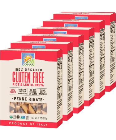 Bionaturae Penne Rigate Gluten-Free Pasta | Rice and Lentil Penne Rigate Pasta | Non-GMO | Lower Carb | Kosher | USDA Certified Organic | Made in Italy | 12 oz (6 Pack)