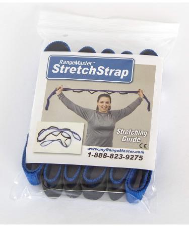 RangeMaster Stretch Strap with Exercise Guide - Versatile Multi-Loop Strap for Yoga, Pilates, Physical Therapy - Portable and Helps Improve Flexibility - Black & Blue - Buy Online on GoSupps.com