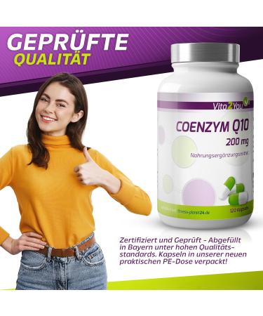 Vita2You Coenzyme Q10 200mg - 120 Capsules - Premium Ubiquinone Supplement - Plant Fermentation - High Dosage for Optimal Health - Buy Online on GoSupps.com