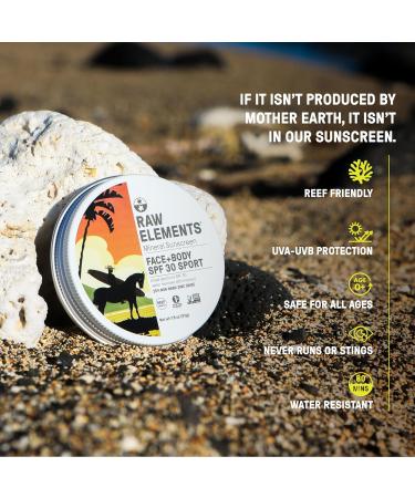 Raw Elements Mike Fields Organic Sunscreen SPF 30 - Non-Nano Zinc Oxide Reef Safe Water-Resistant Travel-Friendly Face & Body Sunblock - 1.8 oz - Buy Online on GoSupps.com