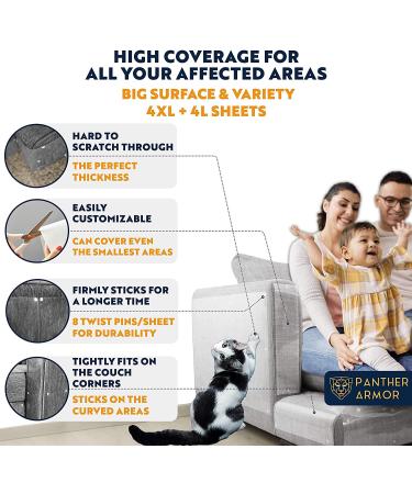 Panther Armor 8-Pack Furniture Protectors from Cats Scratch - Couch Protector for Cats - Anti Cat Scratch Furniture Protector - Couch Guards for Cats - Sofa Corner Scratching Training Tape Deterrent - Buy Online on GoSupps.com