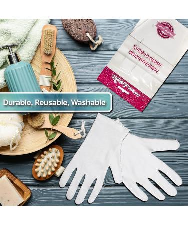 3 Pairs (2 Gloves) White Cotton Legend Gloves for Dry Hand Eczema Moisturizing - Women's Size | Stretchable Nighttime Gloves - Buy Online on GoSupps.com