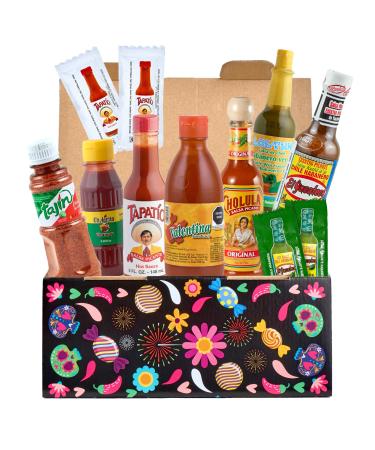 Sharp sauces set (7 varieties)-100% Mexico-Tajn El Tapapio Valentina El Yucateco Cholula LOL-Tun Chilerito and 4 Salsa bags