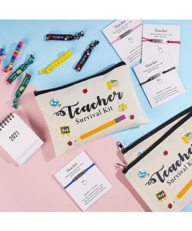 Teacher Appreciation Gifts Set: Makeup Pouch, Blessing Card Bracelets, Greeting Card, Hair Ties - 24pcs - Buy Online on GoSupps.com