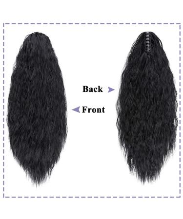 Ponytail Extension - 24 Natural Black Wavy Hair Piece with Clip Realistic Braid Hair Extensions for Women - Buy Online on GoSupps.com