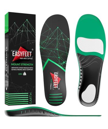 New 2022 220+ lbs Plantar Fasciitis Strong Arch Support Insoles Inserts Men Women - Flat Feet - Orthotic Insoles High Arch for Arch Pain - Work Boot Shoe Insole - Heavy Duty Support Pain Relief Black M (Men 9-10.5/Women 
