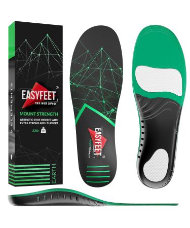 New 2022 220+ lbs Plantar Fasciitis Strong Arch Support Insoles Inserts Men Women - Flat Feet - Orthotic Insoles High Arch for Arch Pain - Work Boot Shoe Insole - Heavy Duty Support Pain Relief Black M (Men 9-10.5/Women