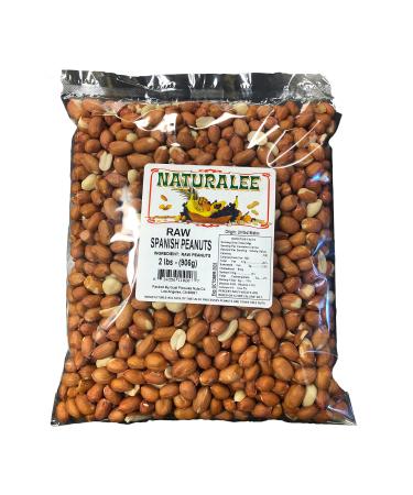 Naturalee Peanuts, Raw Whole Spanish Redskin 2 lbs - Raw, Unsalted - Heart Health, High Protein, Vegan, Natural Plain 2LB