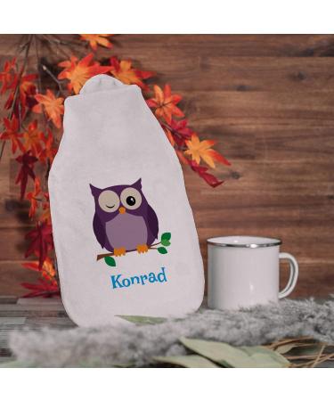 Personalized Hot Water Bottle with Custom Cover | Cozy Owl Design - Perfect Gift for Children & Adults (800 ml) - Buy Online on GoSupps.com