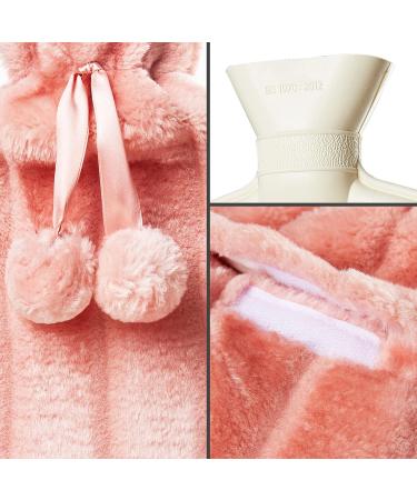 CityComfort 2L Pink Heat Bottle with Cover - Fluffy Hot Water Bottle for Neck Belly and Feet Pain Relief - Large Size for Adults - Buy Online on GoSupps.com