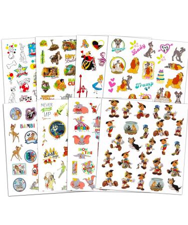 Disney Temporary Tattoos Mega Assortment Bundle - 8 Sheets with Peter Pan, 101 Dalmatians, Bambi, Jungle Book & More (200+ Tattoos) - Buy Online on GoSupps.com