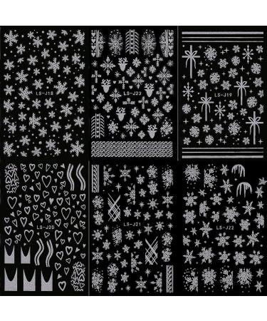 6 Sheets Christmas Nail Art Stickers Decals Self-Adhesive White Stars Snowflakes Nail Supplies Nail Art Design Decoration Accessories - Buy Online on GoSupps.com