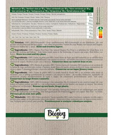 Biojoy Organic Green Pea Flour - 1 kg | Additive-Free Ground Peas for Baking & Cooking - Buy Online on GoSupps.com