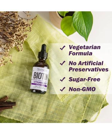 Nutroliq Biotin Liquid Drops - 12000mcg for Hair, Skin & Nail Health - Vegan Dietary Supplement - Berry-Flavored Serum - 60ml - Buy Online on GoSupps.com
