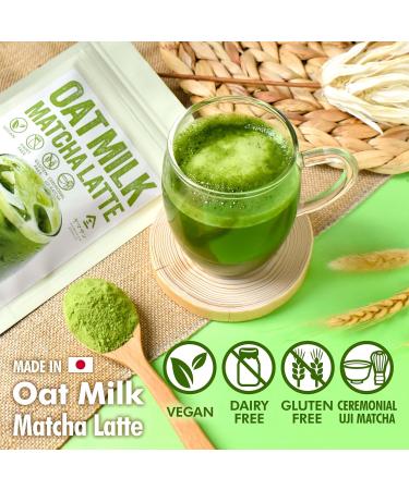 Japanese Oat Milk Matcha Latte Uji Matcha Ceremonial Grade with Oat Milk Instant Latte Mix Dairy-Free 100% Plant Based Vegan No Refined Sugar Made in Japan 100g YAMASAN  - Buy Online on GoSupps.com