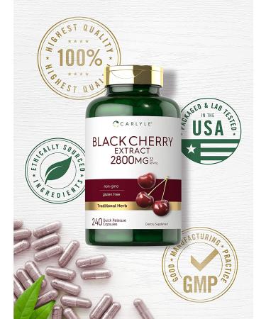 Black Cherry Extract Concentrate 2800mg | 240 Capsules | Non-GMO & Gluten Free | Prunus Serotina Supplement - Buy Online on GoSupps.com