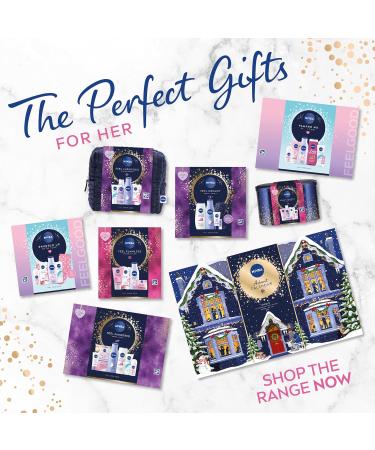 NIVEA Pamper Me With Care Gift Set (6 Products) Women's Gift Set with Shower Gel Moisturising Cream Body Lotion Lip Balm Anti-Perspirant Roll-On and Cream Wash - Buy Online on GoSupps.com