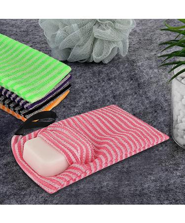 Linkidea 5 Packs Stripes Soap Bags - Exfoliating Sponge Body Scrubber & Shower Soap Holder - Mesh Soap Saver Pouch for Bath Bar Soap - Foaming & Drying - Bulk Pack - Buy Online on GoSupps.com