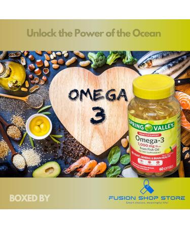 Omega 3 1000mg- Fish Oil 60 softgels (Pack of 1) Boxed by Fusion Shop Store - Buy Online on GoSupps.com