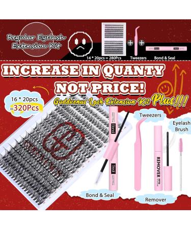 Goddvenus Eyelash Extension Kit - 320Pcs Cluster Lashes, DIY Individual Eyelashes, Bond, Seal, Remover & Tweezers Included - Buy Online on GoSupps.com