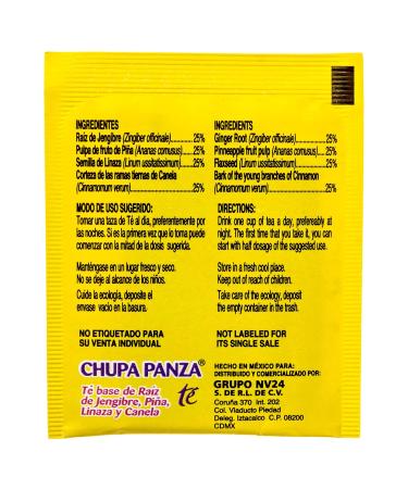 Buy CHUPA Panza Tea - Ginger Pineapple Flaxseed & Cinnamon | 60 Bags - International Shipping Available - Buy Online on GoSupps.com