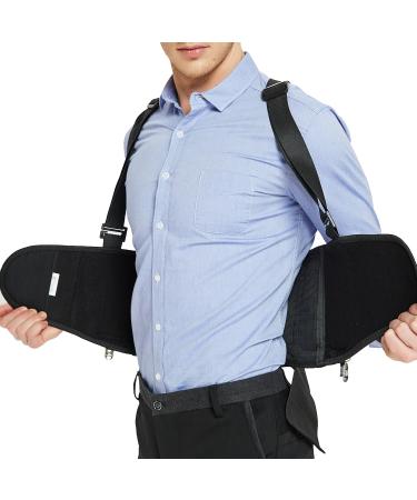 NeoTech Care Lumbar Brace - Adjustable Back Support Belt with Removable Clips & Detachable Suspenders | Light Breathable Ideal for Work & Posture | Size M Black - International Shipping Available - Buy Online on GoSupps.com