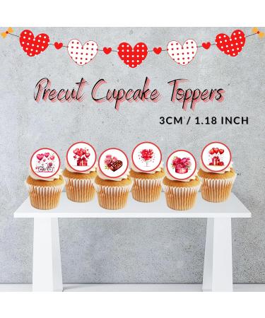 PRECUT Red Valentines Day Mini Cupcake Toppers Love You Edible Cake Topper Edible Valentine Cake Decorations Proposal Decorations Engagement Cake Decoration Cute Anniversary Cake Toppers (24) - Buy Online on GoSupps.com