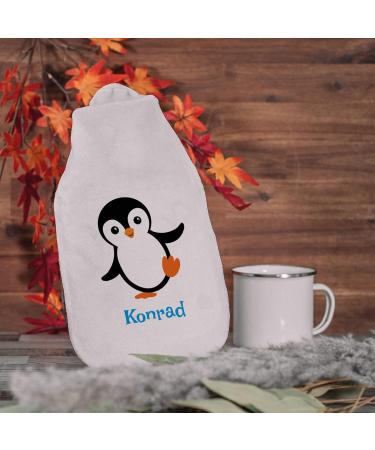 Personalized Hot Water Bottle - Custom Cozy Heat Bottle Cover with Names | 800ml Penguin Design | Perfect Christmas Gift for Kids & Adults - Buy Online on GoSupps.com