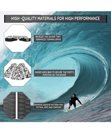 Shaka Pro EVA Surfboard Traction Pads - Max Diamond Grip Front and Back - 7 Piece Set with 3M Adhesive - Adjustable Fit for All Board Sizes - Buy Online on GoSupps.com