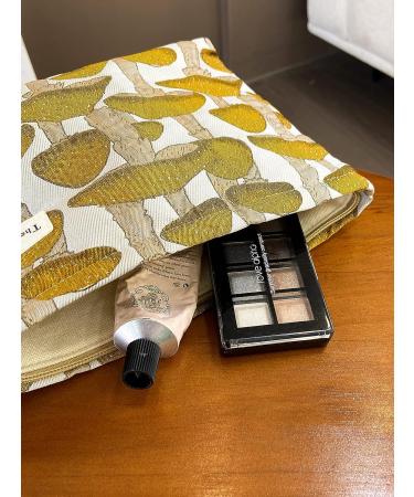 Floral Cosmetic Bag | Large Makeup Pouch for Travel and Daily Use - Mushroom Yellow - Buy Online on GoSupps.com