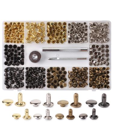 UNCO- Leather Rivets Kit  4 Colors  2 Sizes  240 pcs  Tubular Metal Studs with Fixing Tools  Double Cap Rivets  Rivets for Leather  Rivets for Fabric  Leather Hardware Supplies. - Buy Online on GoSupps.com