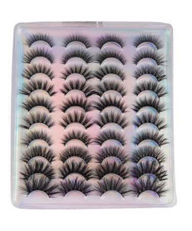 Boahankuke D False Eyelashes Multipack - 20 Pairs, 10 Styles | Natural Wispy Look, 18-20mm 3D Fluffy Crossed Faux Mink Lashes Pack for Cat eye & Round Shape - Buy Online on GoSupps.com