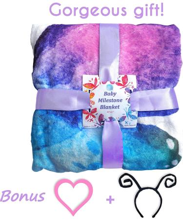 Evovee Baby Monthly Milestone Blanket for Girls - Butterfly Theme | Newborn Photography Props with Marker, Headband, Fleece | Perfect Gift for New Moms - Buy Online on GoSupps.com