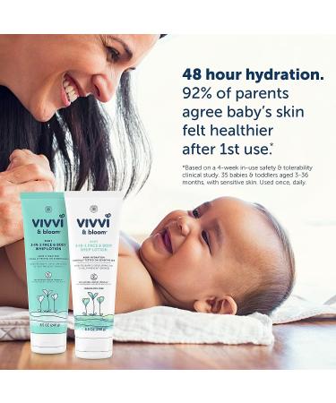 Vivvi & Bloom Hypoallergenic 2-in-1 Baby Lotion for Delicate Baby Skin - Natural Scent - 8.5 oz - Buy Online on GoSupps.com