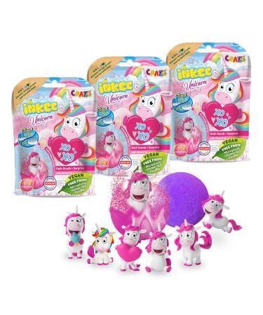 INKEE Bath Bomb Unicorn - Set of 3 Magical Bath Bombs with Surprise 3x Bath Bombs with Unicorn Figures 3x Unicorn Single - Buy Online on GoSupps.com