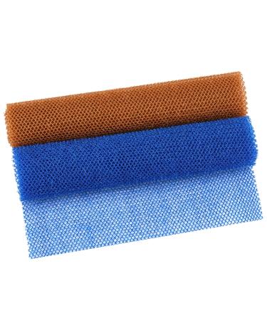 PROUSKY 2 Pieces African exfoliating net African Exfoliating Body Net African Sponge Exfoliating Net Exfoliating Sponge for Dead Skin (Brown Blue)