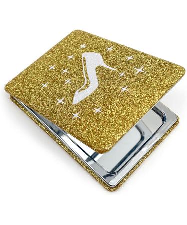 12 Pcs Sweet 15 High Heel Gold Compact Mirror - Glitter Pu Leather Makeup Mirror for Birthday Party Favors - Buy Online on GoSupps.com