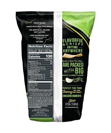 Stacy's Garlic & Herb Pita Thins 6.7 oz (Pack of 8) | Crunchy Snack Chips - Buy Online on GoSupps.com