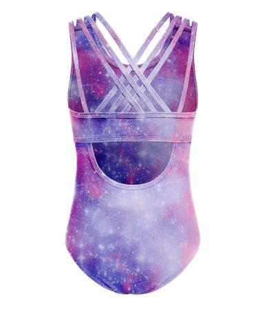 Arshiner Girls' Gymnastic Leotards Ballet Dance Crisscross Straps Sleeveless Tank One Piece Outfit Purple Sky 5-6 Years