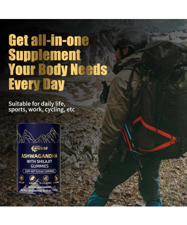 NIUSISE Ashwagandha Gummies with Shilajit 300mg for Women & Men Zero Sugar ashwagandha Supplements with Maca Root Powder | Organic ashwagandha Extra Strength for Boost Energy 60 Gummies - Buy Online on GoSupps.com