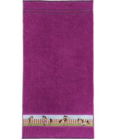 Erwin M ller Children's towel Fuchsia size 50x100 cm - with horse motif on border soft skin -friendly 100% cotton towel |50x100 cm Fuchsia