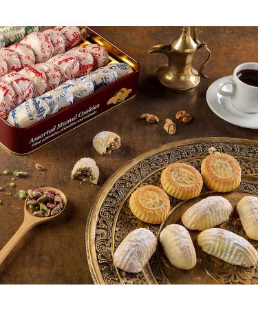 Zalatimo Sweets Shortbread Cookies Variety Pack | 100% All-Natural | Slightly Sweet | Square Metal Gift Tin | No Corn Starch or Syrups | Assorted Baklava, Mamoul, Sesame & Butter | Pack of 3 - Buy Online on GoSupps.com
