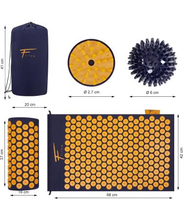 Fit Acupressure Set - Pad Pillow Bag & Massage Ball for Back & Neck Pain Relief | Muscle Relaxation (Blue-Orange) - Buy Internationally - Buy Online on GoSupps.com