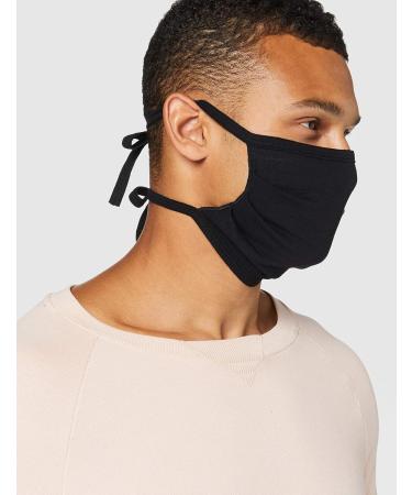 Oscar Apparels Reusable Fabric Masks 100% BCI Cotton - Black 5 Pack for Adults | Eco-Friendly Self-Binding - Buy Online on GoSupps.com
