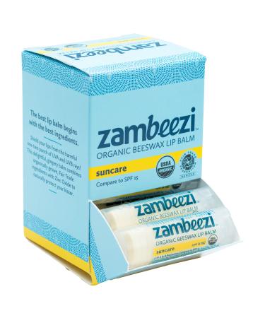 Case of Beeswax Lip Balm by ZAMBEEZI - Suncare 24-Tube Carton - Crafted with USDA Organic Fair Trade Lip Refreshing Ingredients from Zambia Africa