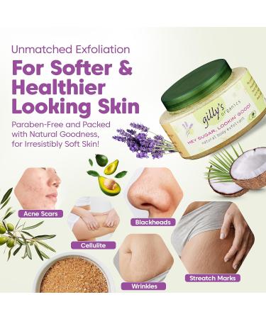 Gilly's Organics Sugar Scrub - Natural Lavender Coconut Exfoliating Body Scrub for Deep Hydration - 8oz Organic Formula for Men & Women - International Shipping Available - Buy Online on GoSupps.com