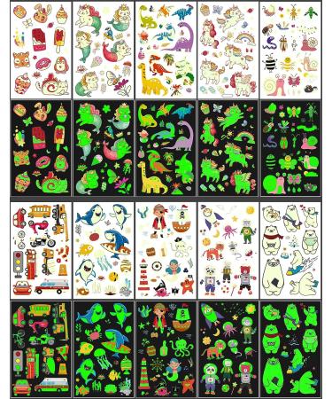 Glow in Dark Temporary Tattoos for Kids - Luminous Cartoon Stickers, Ideal Party Favors and Birthday Gifts - Boys and Girls Party Supplies - Buy Online on GoSupps.com