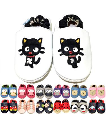 MiniFeet Premium Soft Leather Baby Shoes - BUY 4 PAIRS & GET 1 OF THEM FOR FREE ! - Toddler Shoes - 0-6 Months to 4-5 Years 2-3 Years Black Cat